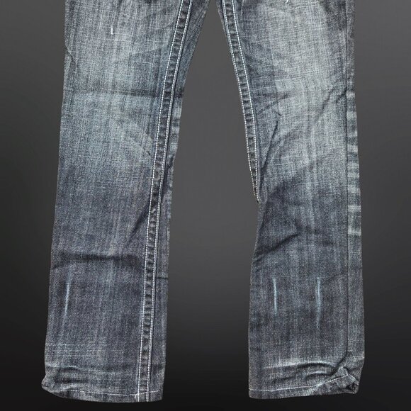 Y2K Harley Davidson Straight Leg Jeans Size 0 Black Embroidered Pockets Low Rise - Picture 11 of 13